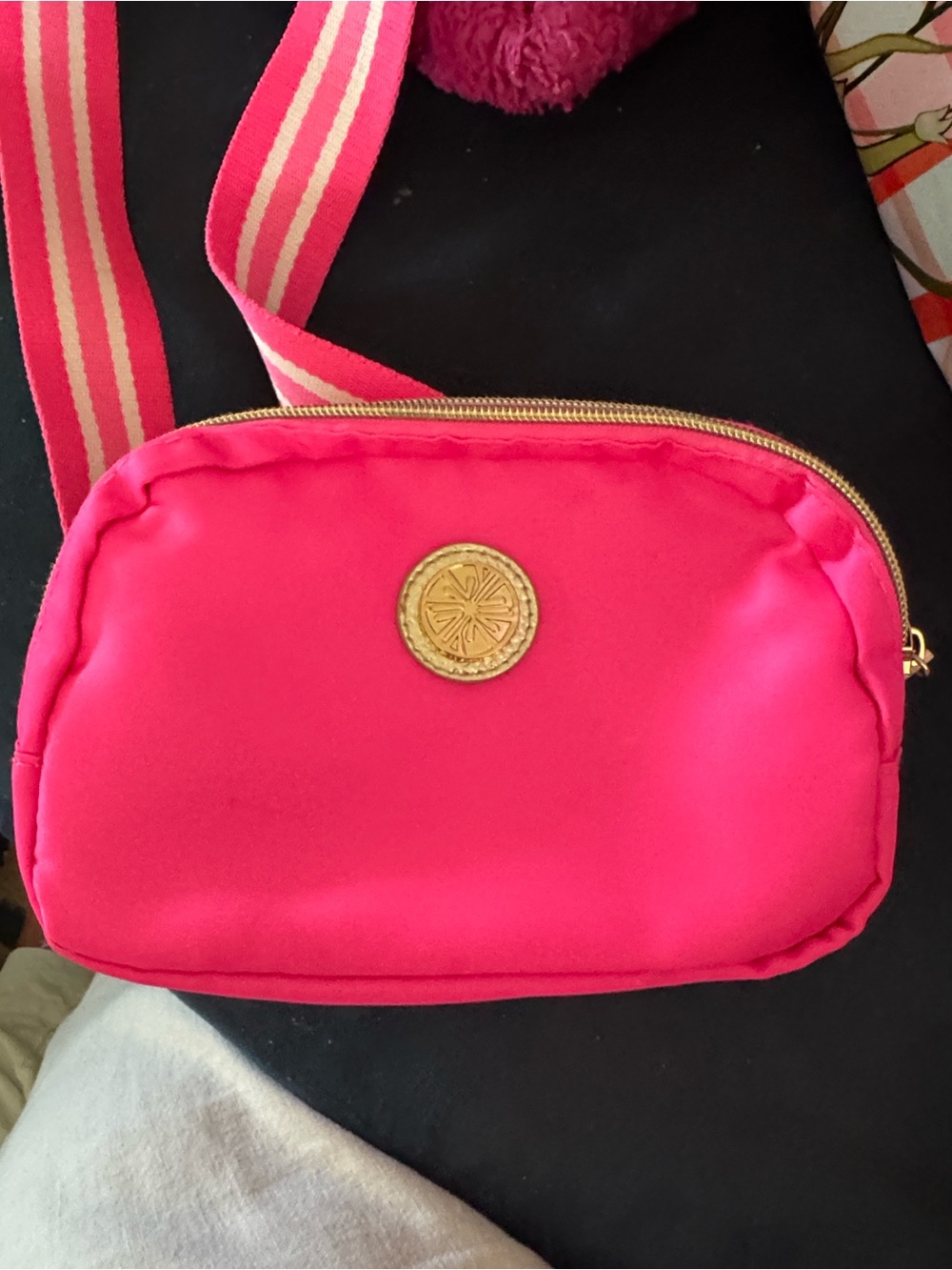 Lilly Pulitzer Bright Pink Crossbody with Gold Medallion